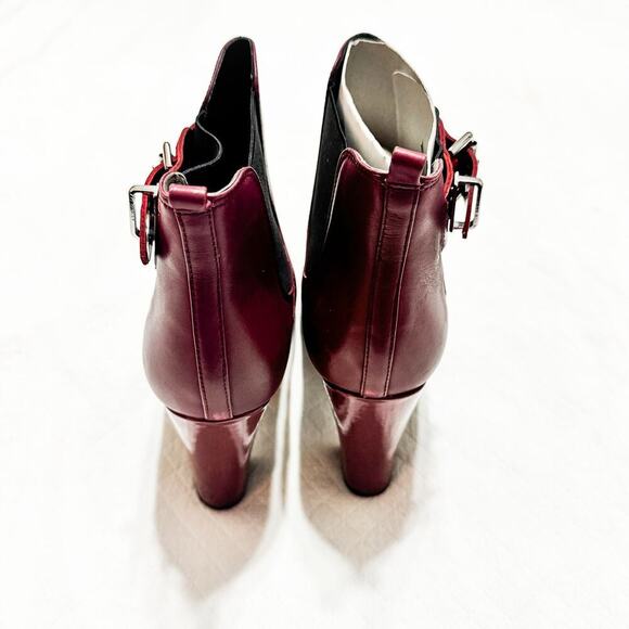 Pour La Victoire Bissit Ankle Boot Red Patent Leather Contrast Toe Size 9.5 NEW - Picture 3 of 6